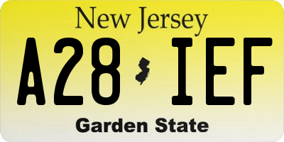 NJ license plate A28IEF