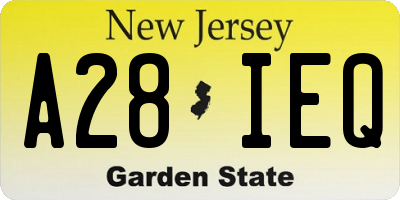 NJ license plate A28IEQ