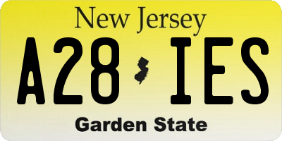 NJ license plate A28IES