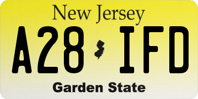 NJ license plate A28IFD
