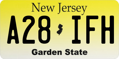 NJ license plate A28IFH