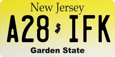 NJ license plate A28IFK