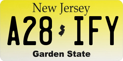 NJ license plate A28IFY