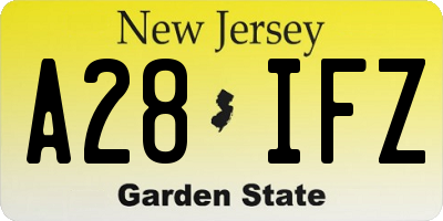 NJ license plate A28IFZ