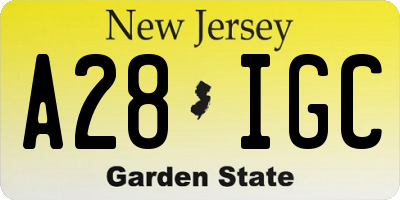 NJ license plate A28IGC