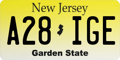 NJ license plate A28IGE