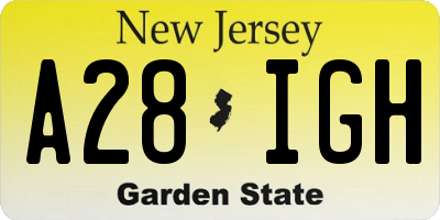 NJ license plate A28IGH