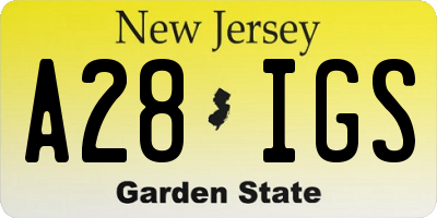 NJ license plate A28IGS
