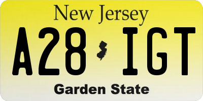 NJ license plate A28IGT