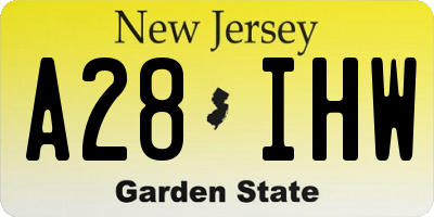 NJ license plate A28IHW