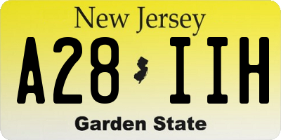 NJ license plate A28IIH