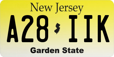 NJ license plate A28IIK