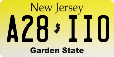 NJ license plate A28IIO