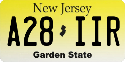 NJ license plate A28IIR