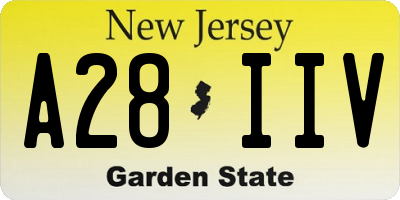 NJ license plate A28IIV