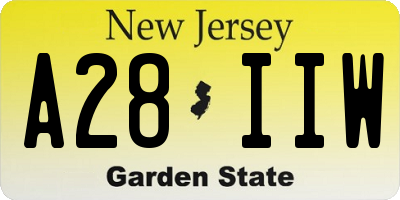 NJ license plate A28IIW