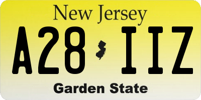 NJ license plate A28IIZ