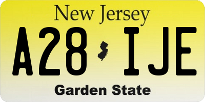 NJ license plate A28IJE
