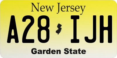 NJ license plate A28IJH