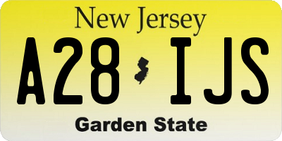 NJ license plate A28IJS
