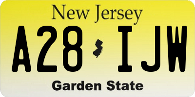 NJ license plate A28IJW