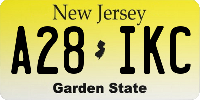 NJ license plate A28IKC