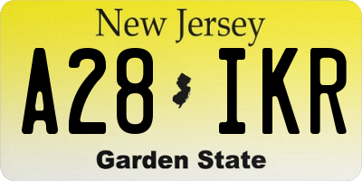 NJ license plate A28IKR