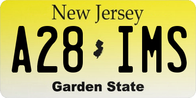 NJ license plate A28IMS