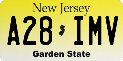NJ license plate A28IMV