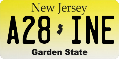 NJ license plate A28INE