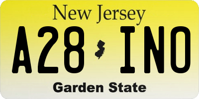 NJ license plate A28INO