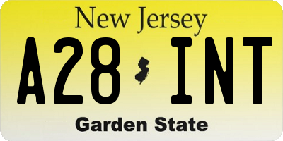 NJ license plate A28INT