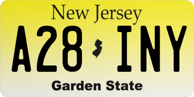 NJ license plate A28INY