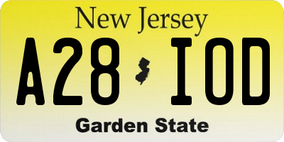 NJ license plate A28IOD