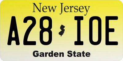 NJ license plate A28IOE