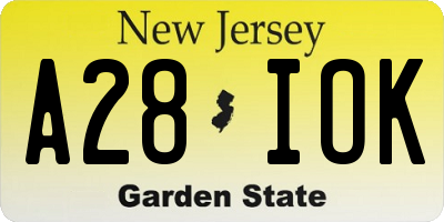NJ license plate A28IOK