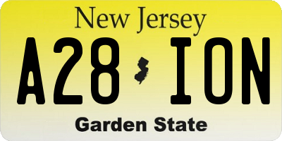 NJ license plate A28ION