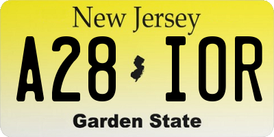 NJ license plate A28IOR