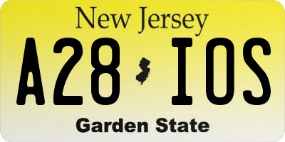 NJ license plate A28IOS