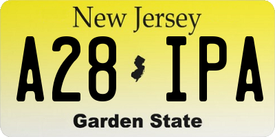 NJ license plate A28IPA