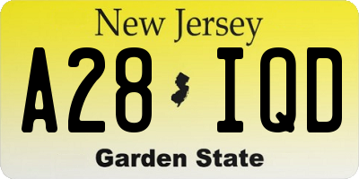NJ license plate A28IQD