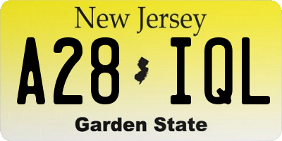 NJ license plate A28IQL