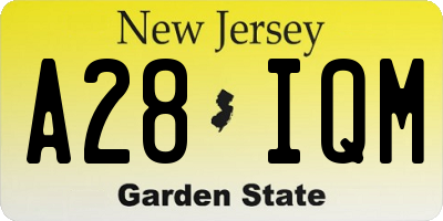 NJ license plate A28IQM