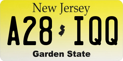 NJ license plate A28IQQ
