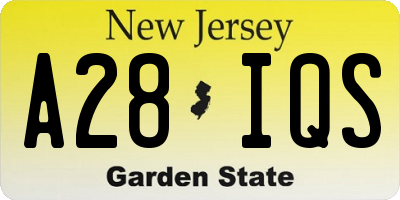 NJ license plate A28IQS