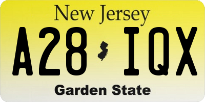 NJ license plate A28IQX