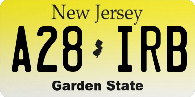 NJ license plate A28IRB