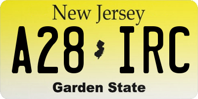 NJ license plate A28IRC