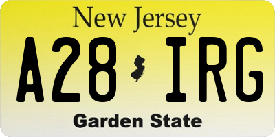 NJ license plate A28IRG