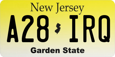 NJ license plate A28IRQ